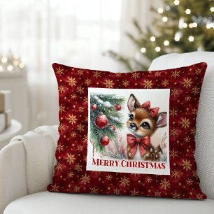 Coussin Cadeau de Noël pour enfants Cerf bébé minimaliste
