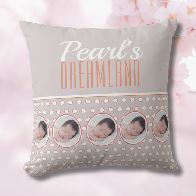 Coussin Cadeau de nurserie à pois gris pastel (Créateur téléchargé)