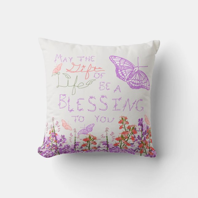 Coussin Cadeau de papillon de la vie (Recto)