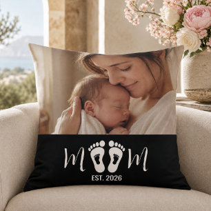 Coussin Cadeau de photo d'empreintes de bébé établies par