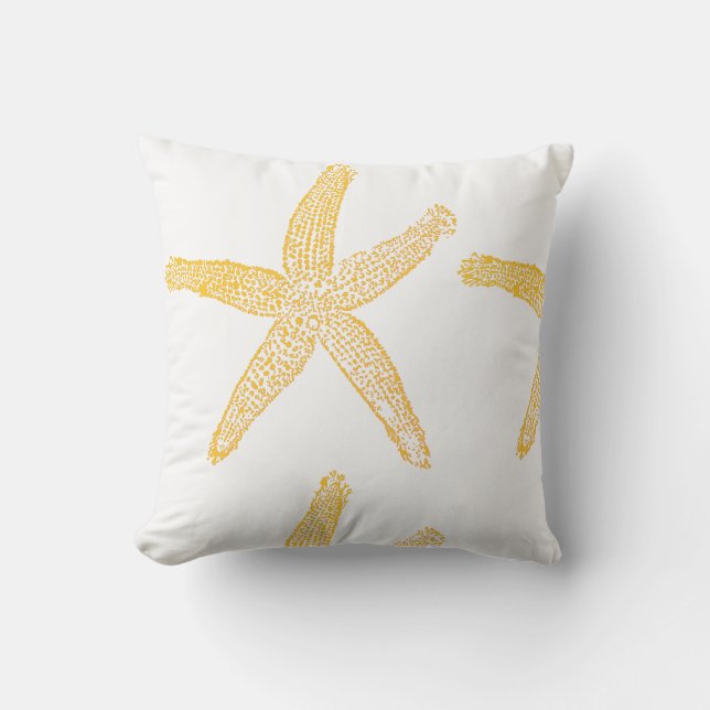 Coussin Cadeau de plage Étoile de mer Or Jaune Orange Blan (Recto)