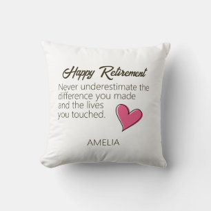 Coussin Cadeau de retraite personnalisé avec nom