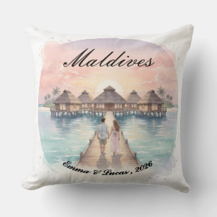 Coussin Cadeau de voyage de noces sur mesure aux Maldives 