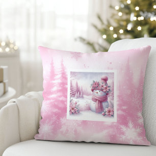 Coussin Cadeau d'oreiller de scène de Noël Pinkmas mignon