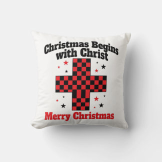Coussin Cadeau d'oreiller Noël Commence Avec Le Christ