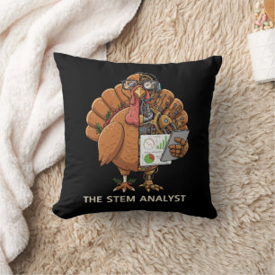 Coussin Cadeau drôle de Thanksgiving Robot Dindon Analyste