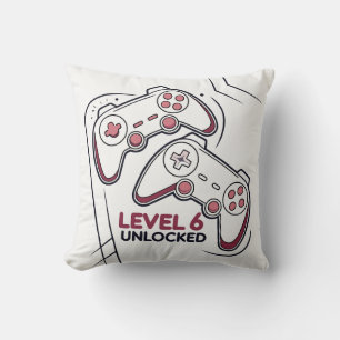 Coussin Cadeau drôle pour les 6 ans d'un gamer, Niveau 6 d