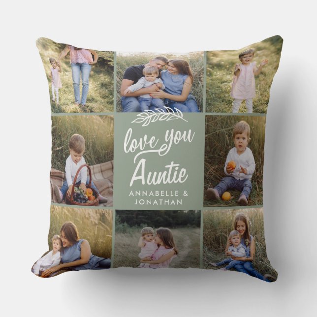 Coussin cadeau familial 8 photo petit-enfant simple  (Recto)