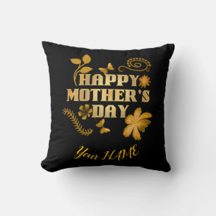 Coussin Cadeau floral doré personnalisé pour la fête des m