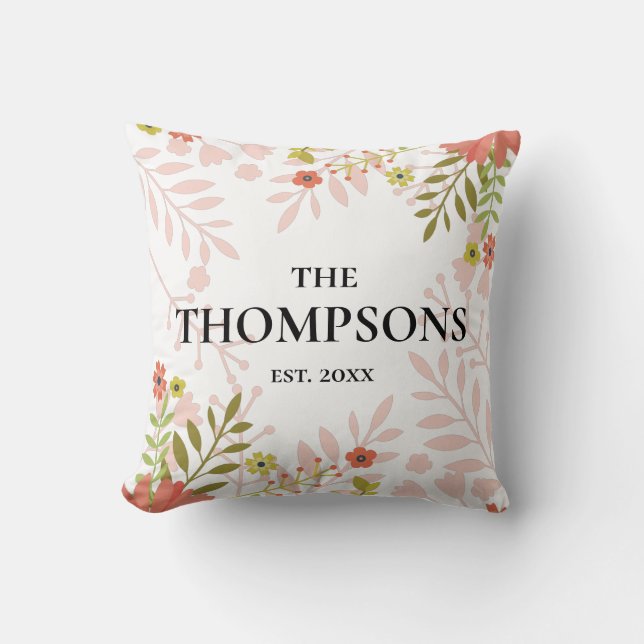 Coussin Cadeau Floral Mariage ou Anniversaire (Recto)