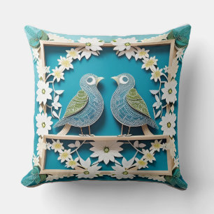Coussin Cadeau Floral Naturel Geai Bleu