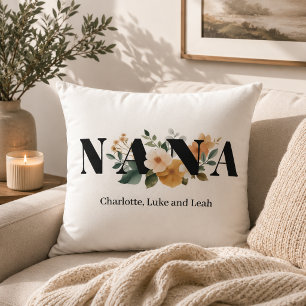 Coussin Cadeau floral personnalisé moderne pour Nana