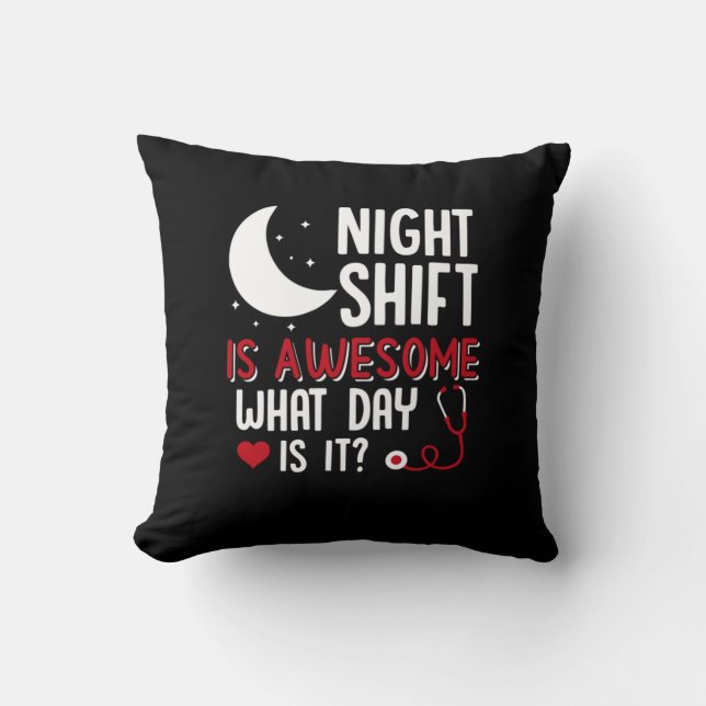 Coussin Cadeau infirmière | Shift De Nuit Est Super (Recto)