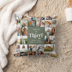 Coussin Cadeau moderne 30e anniversaire multi photo script