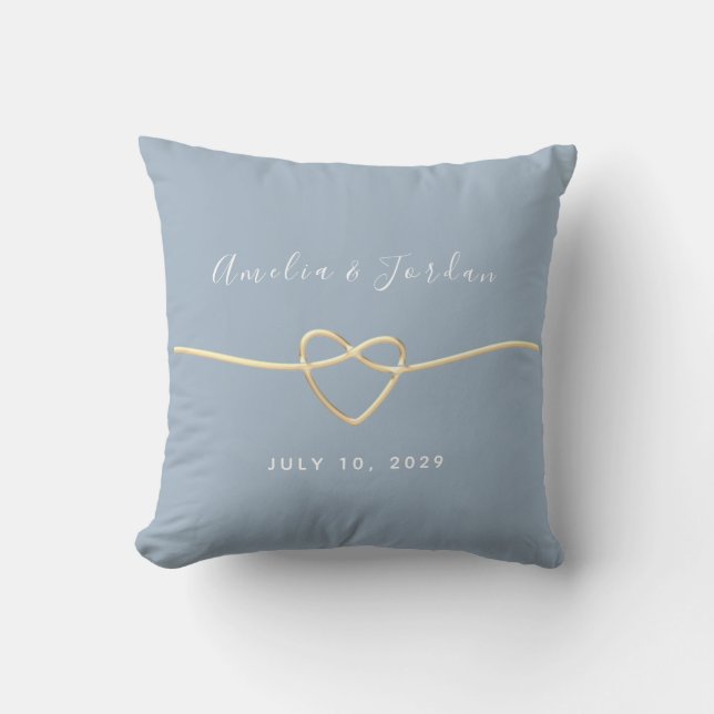 Coussin Cadeau moderne Dusty Blue Mariage (Recto)