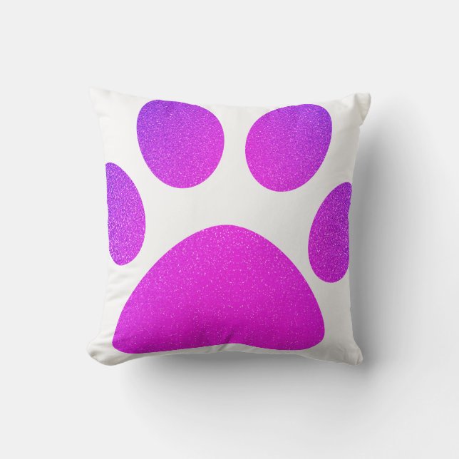 Coussin Cadeau Ombre Pink Purple Empreinte de patte Glitte (Recto)