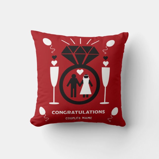 Coussin Cadeau original et drôle de fiançailles Félicitati (Recto)