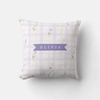Coussin Cadeau personnalisé avec lavande à carreaux florau