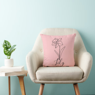 Coussin Cadeau personnalisé de fleur de naissance du Narci