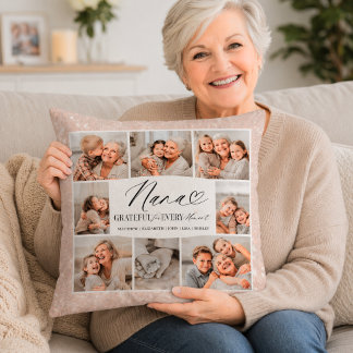 Coussin Cadeau Personnalisé Élégant Collage Photo de Nana