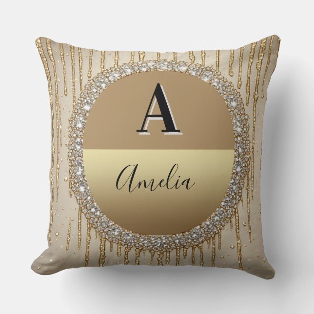 Coussin Cadeau personnalisé en or avec monogramme pour mar (Recto)