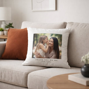 Coussin Cadeau personnalisé Merci Maman Photo et Texte