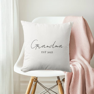 Coussin Cadeau personnalisé minimaliste Grandma EST 2025