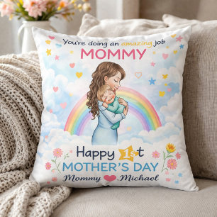 Coussin Cadeau personnalisé pour maman de la part de bébé