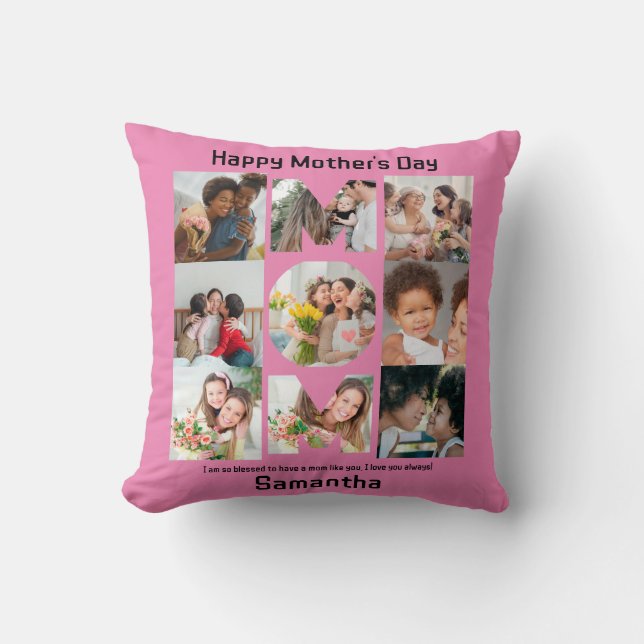 Coussin Cadeau personnalisé pour maman mère Fête 9 Photo C (Recto)