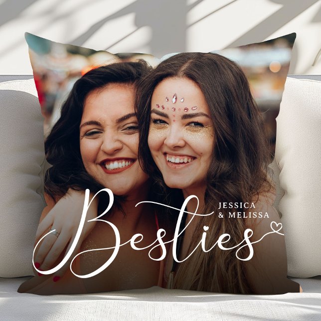 Coussin Cadeau photo moderne Script Besties (Créateur téléchargé)