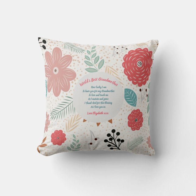 Coussin CADEAU - Poèmes grand-mère de petits-enfants - PER (Recto)