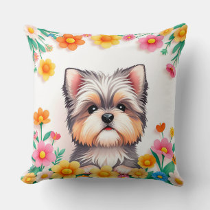 Coussin Cadeau pour amateur de chien Chien floral