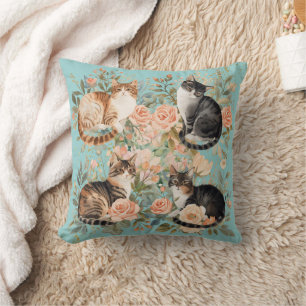 Coussin Cadeau pour amoureux des chats de style cottagecor