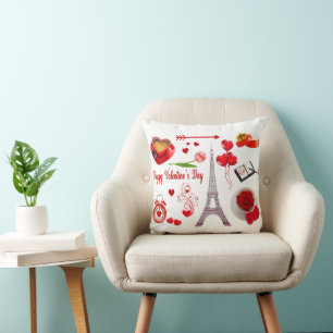Coussin Cadeau romantique Heureuse Sainte-Valentin pour de