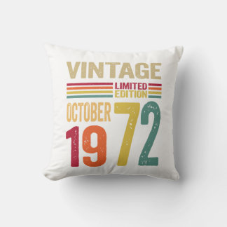 Coussin Cadeaux de 50 ans Vintage octobre 1972
