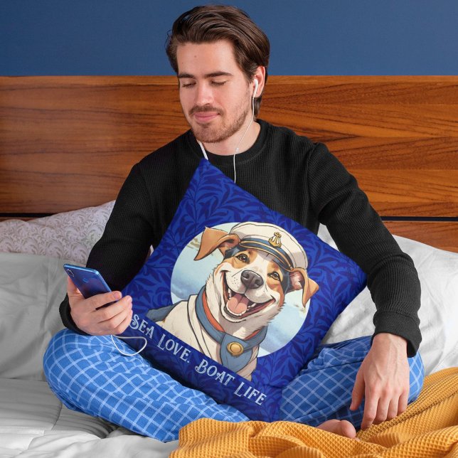 Coussin Cadeaux de chiens nautiques pour les propriétaires (Nautical Dog Gifts for Boat Owners Sailors Boater)
