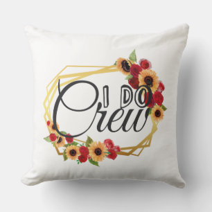 Coussin Cadeaux de groupe de mariés, I Do Crew, Tournesols