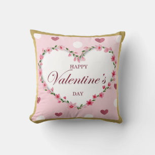 Coussin Cadeaux de la Saint-Valentin Cœurs Floraux de Rose