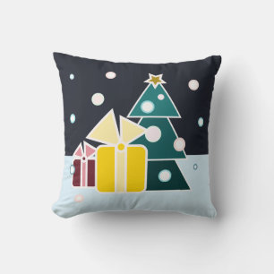 Coussin Cadeaux de Noël d'Arbre de Noël Scandinave Rétro A