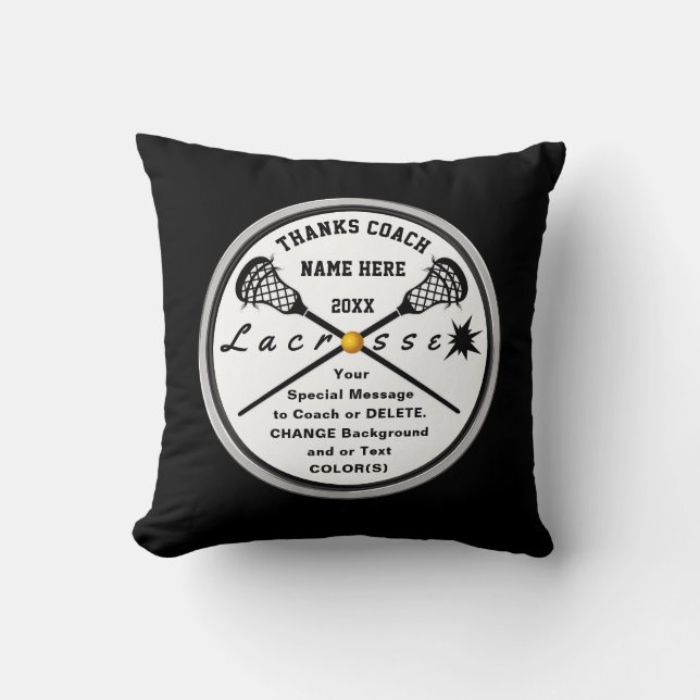 Coussin Cadeaux d'entraîneurs de crosse en noir et blanc p (Recto)