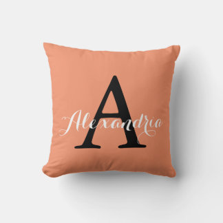 Coussin Cadmium Orange Melon Trendy Solid Color Monogramme