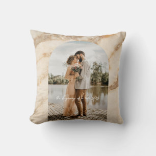 Coussin Cadre Beige Boho Photo de mariage Couple anniversa