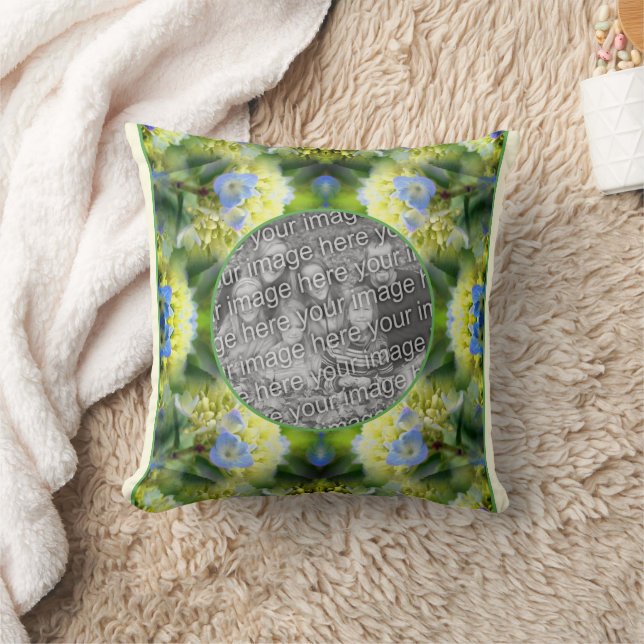 Coussin Cadre de fleurs Blue Hydrangea Créez votre propre  (Couverture)