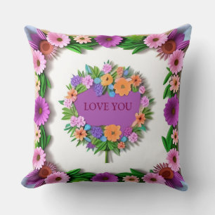 Coussin Cadre de fleurs en papier coloré