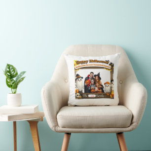 Coussin Cadre de photo de famille de fantôme mignon person