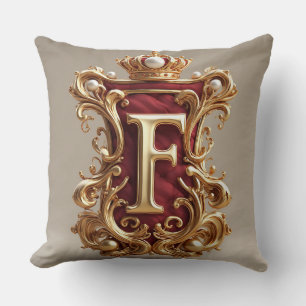 Coussin Cadre doré luxueux avec monogramme couronné
