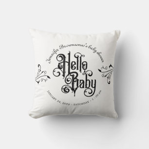 Coussin Cadre d'ornement gothique Baby Shower Hello