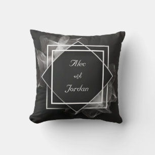 Coussin Cadre géométrique en diamant à flux de tissu blanc