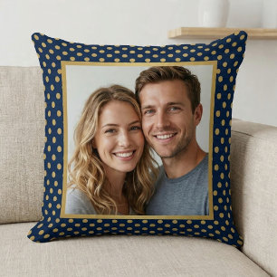 Coussin Cadre photo à pois Navy & Or Classique