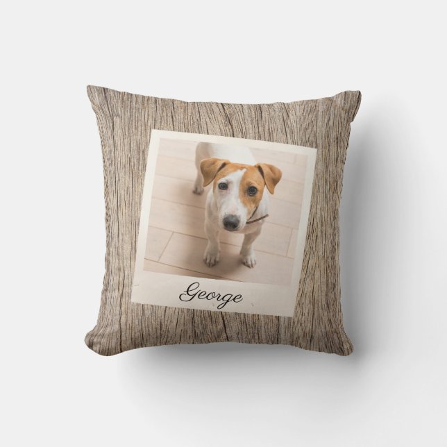 Coussin Cadre photo de compagnie en bois rustique personna (Recto)